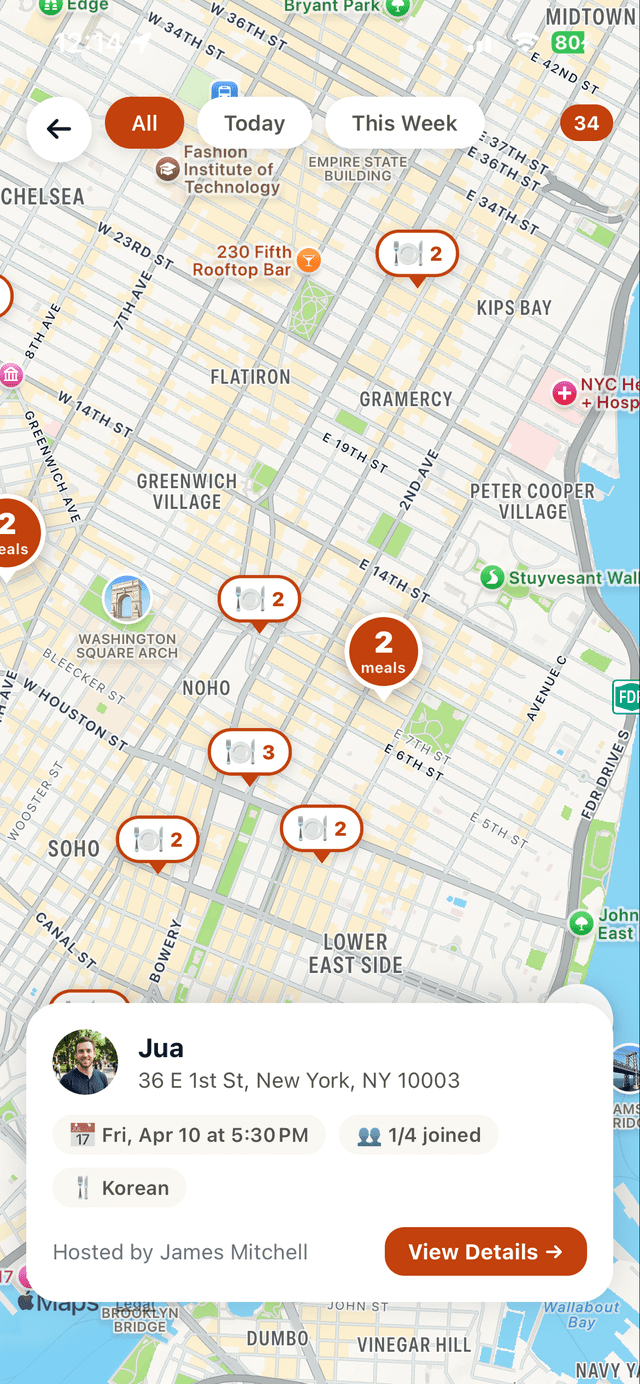 TableMesh Map screen